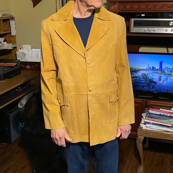 Handmade in Kashmir, suede leather jacket, tan. - Picture 4 of 5